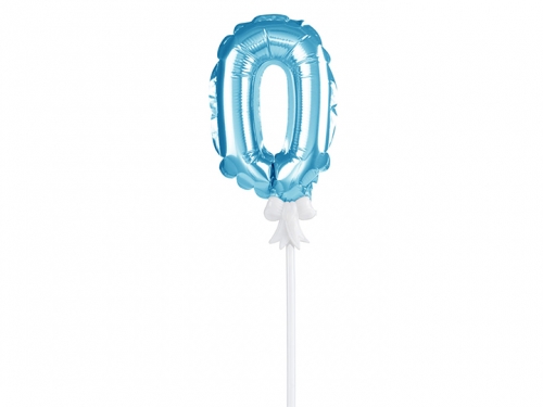 Foil Balloon with Stick Number 0 Blue