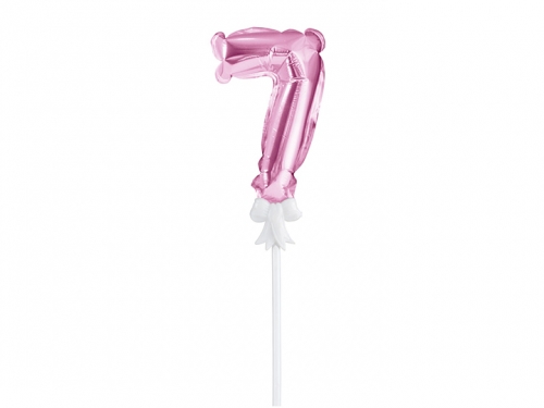 Foil Balloon with Stick Number 7 Pink