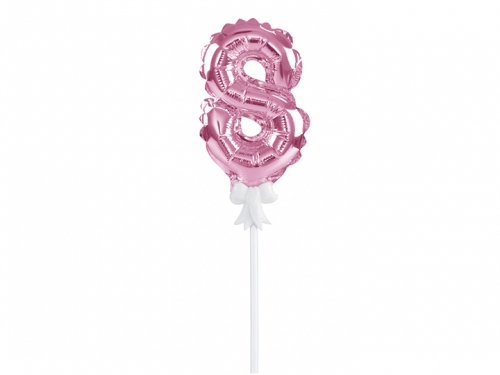 Foil Balloon with Stick Number 8 Pink