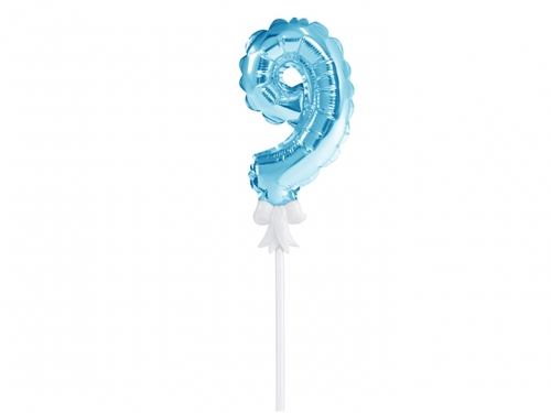 Foil Balloon with Stick Number 9 Blue