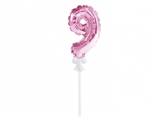 Foil Balloon with Stick Number 9 Pink