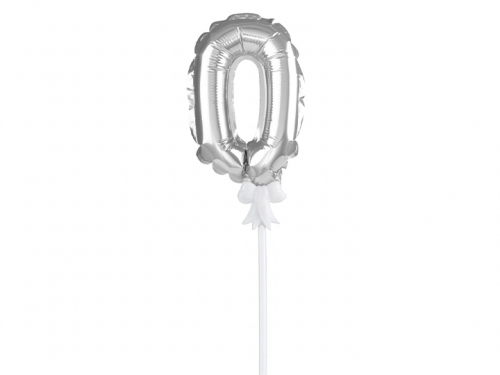 Foil Balloon with Stick Number 0 Silver