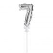 Foil Balloon with Stick Number 7 Silver