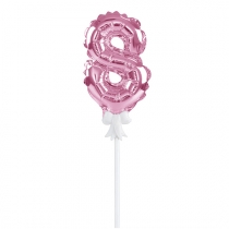 Foil Balloon with Stick Number 8 Pink