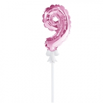 Foil Balloon with Stick Number 9 Pink